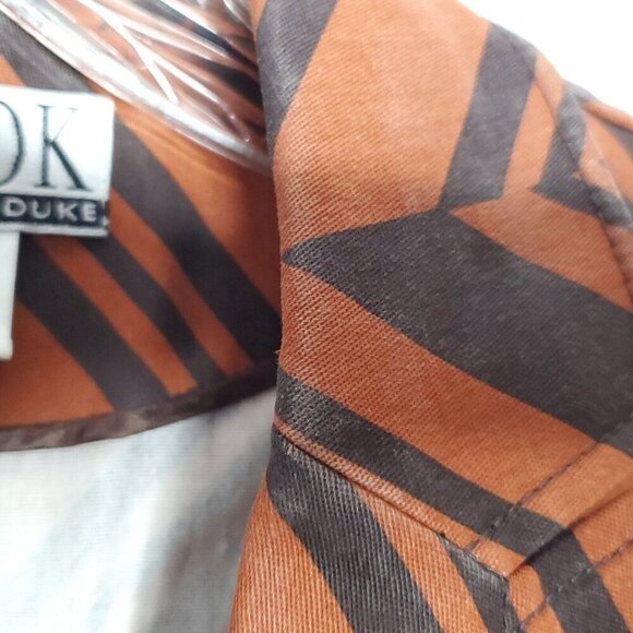 Womens Blazer Sm 6 Brown Black Bold Chevron Striped Single Button Pockets 90s - Picture 4 of 5